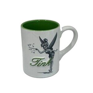 Disney Tinkerbell Ceramic Mug 3D Design Color White Green Gray